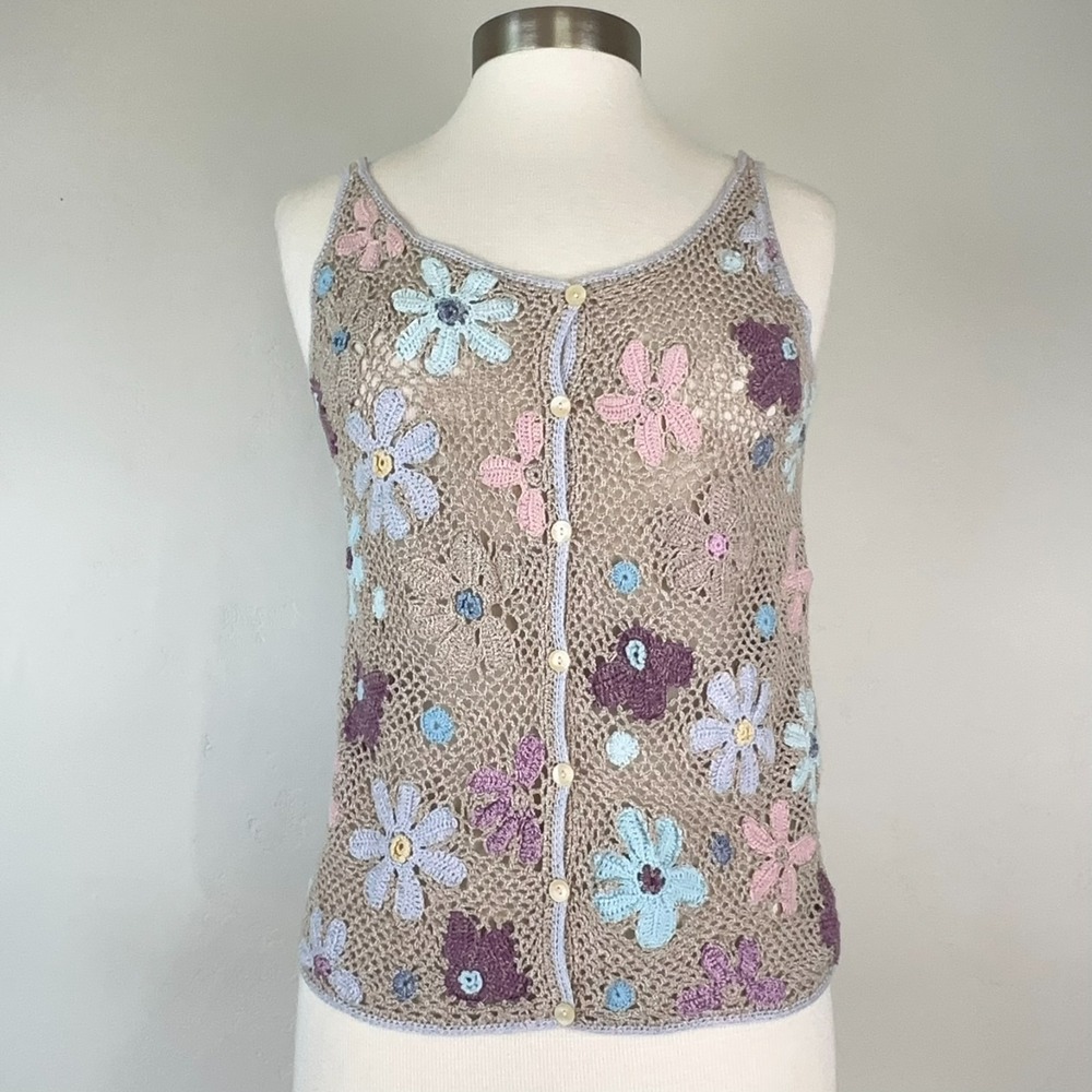 Vintage J Jill Vest Women S Cottagecore Fairy Hippie Whimsical Festival Crochet